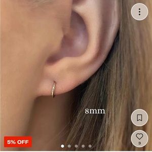 8mm gold hoop huggies 14k karat gold earrings new brand new with packaging